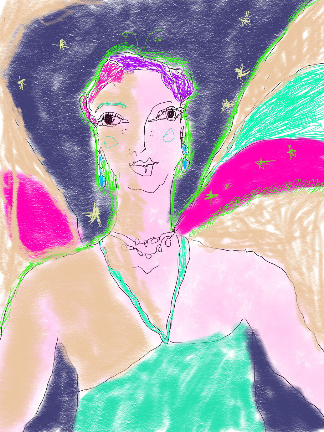 Lime Lady This piece was born on a rainy Bali day, just before a yoga session. I can’t imagine a muse with a kinder gaze. She radiates peace and gentle acceptance. Lime Lady will watch over you like a timeless spirit.